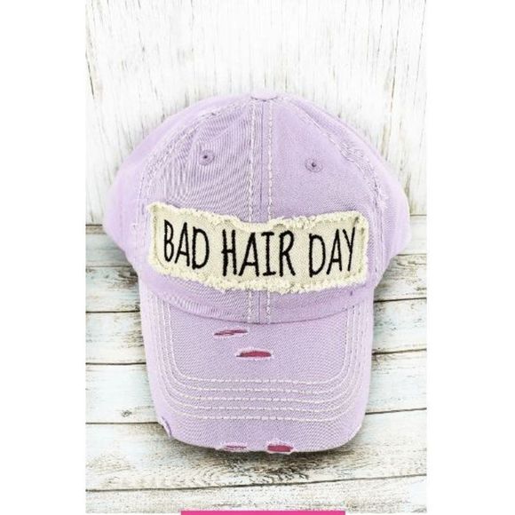 DISTRESSED LIGHT PURPLE 'BAD HAIR DAY' CAP - Picture 1 of 1